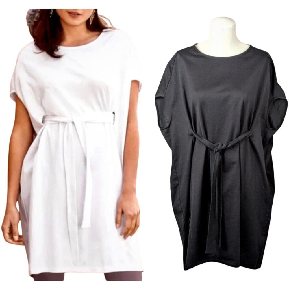 Peruvian Connection Black womens size Medium Pima Cotton Tunic Dress minimalist